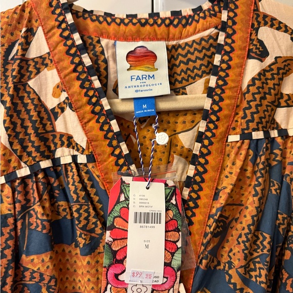 NWT FARM Rio Women's Mini Dress - Brown and Blue - Picture 3 of 8